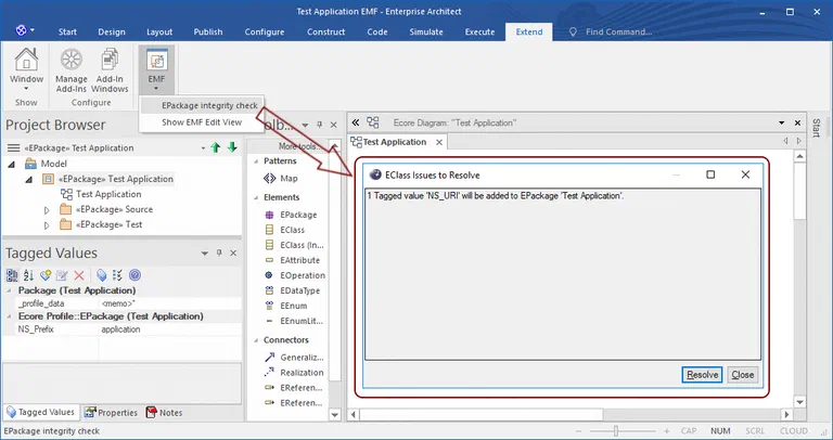 Integrity Check in Enterprise Architect meldet einen fehlenden obligatorischen Tagged Value