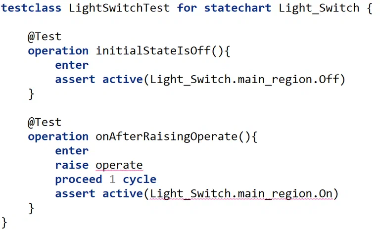 Testing state change when operate event is raised