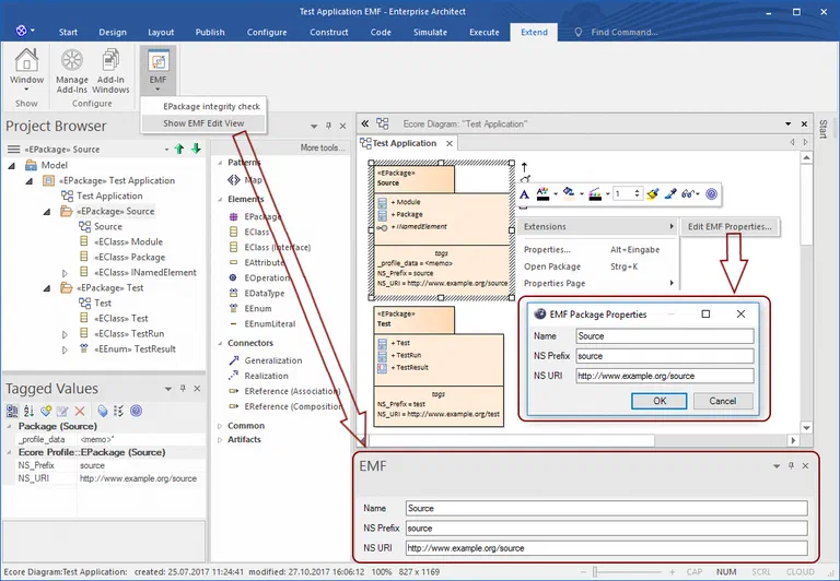 Model assistant to edit the properties of an EMF-stereotyped element in Enterprise Architect