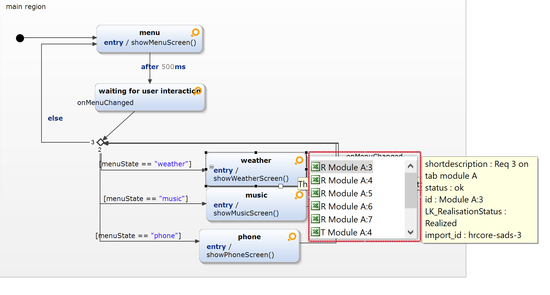 Listing linked artifacts in YAKINDU Statechart Tools