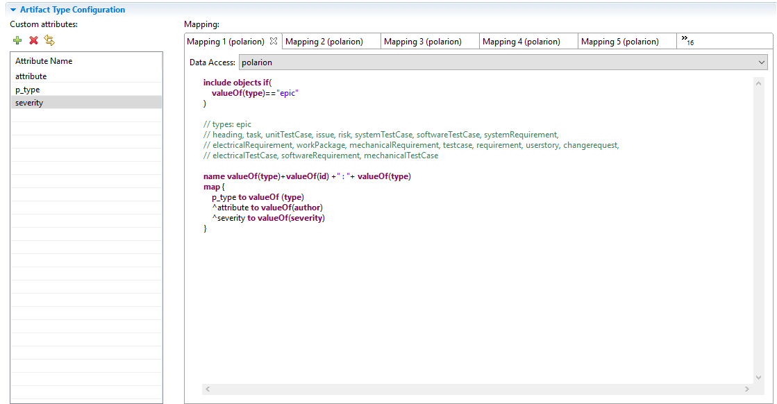 Custom attributes in Polarion