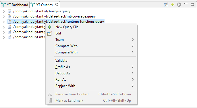 Query file context menu with edit button