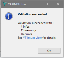 Validation succeeded dialog