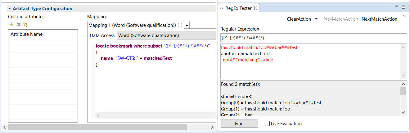 Regular expression tester view