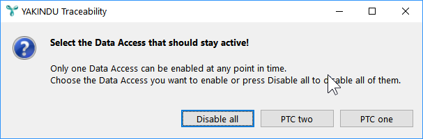 Constraint that only one PTC Integrity data access can be active is now explicit