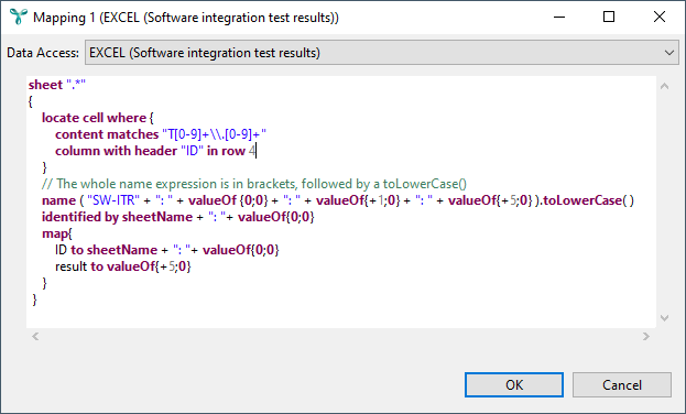 Example for string expression with braces