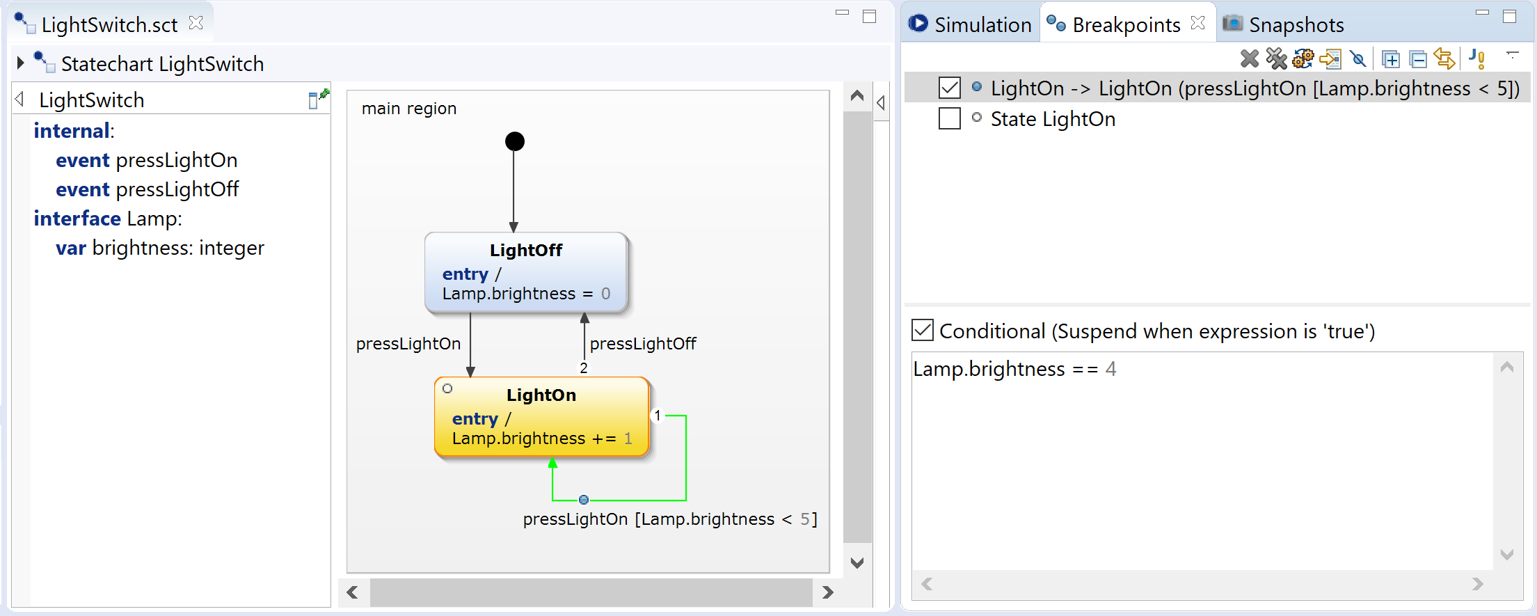 The "Breakpoints" view