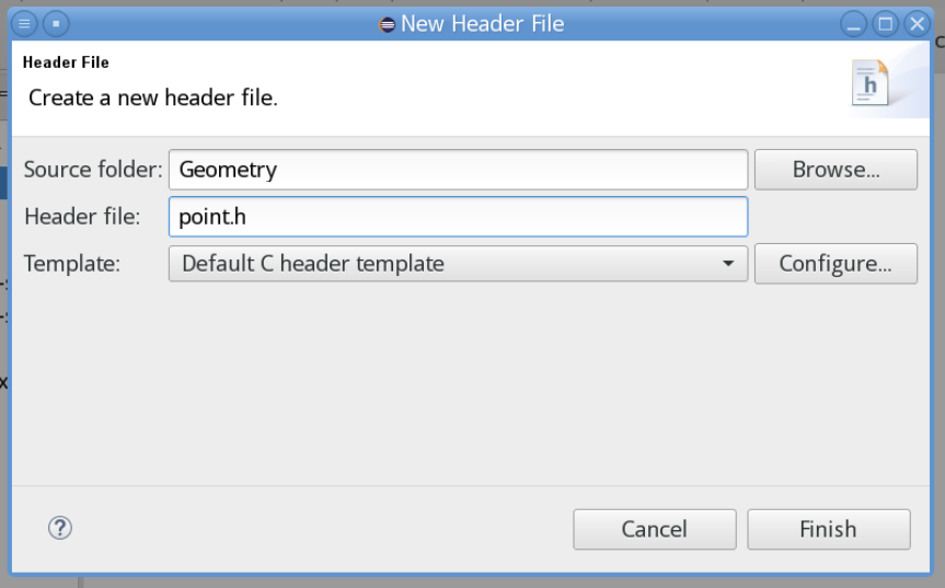 Specifying the C project's properties