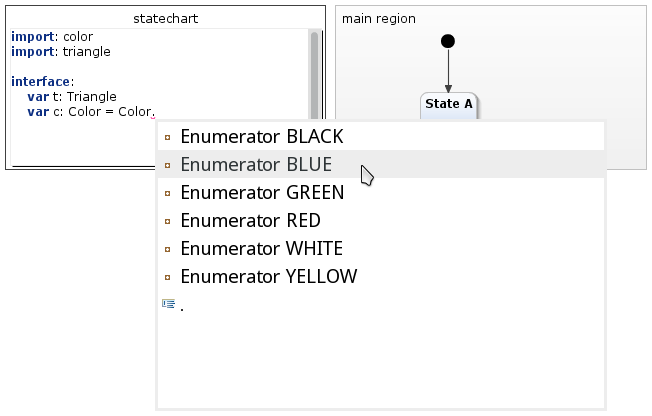Using content assist to select an enumeration value [1]