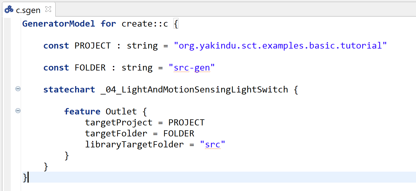 Sample generator model for the C code generator