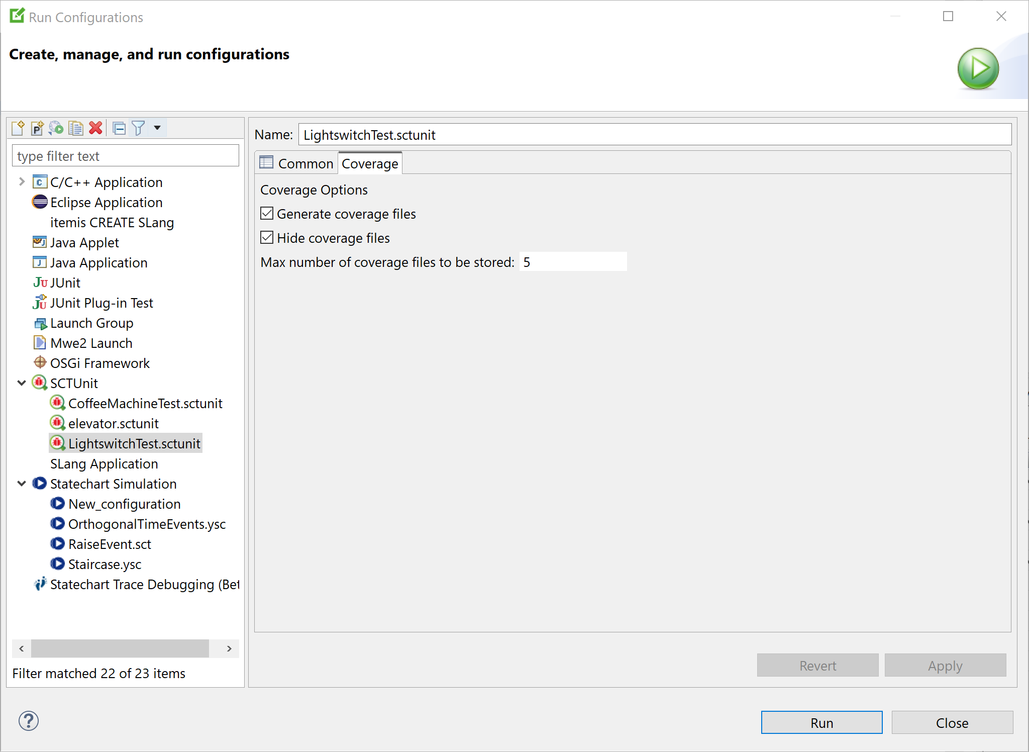 Coverage Run Configurations