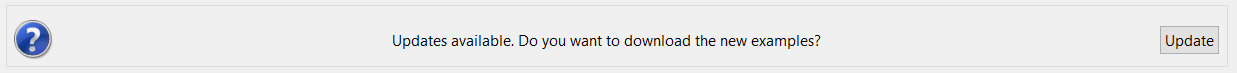 Example wizard offering to update the examples repository