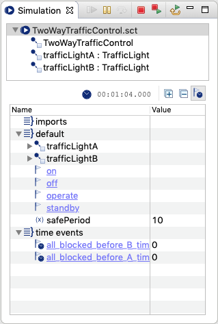 Simulation view for traffic control.