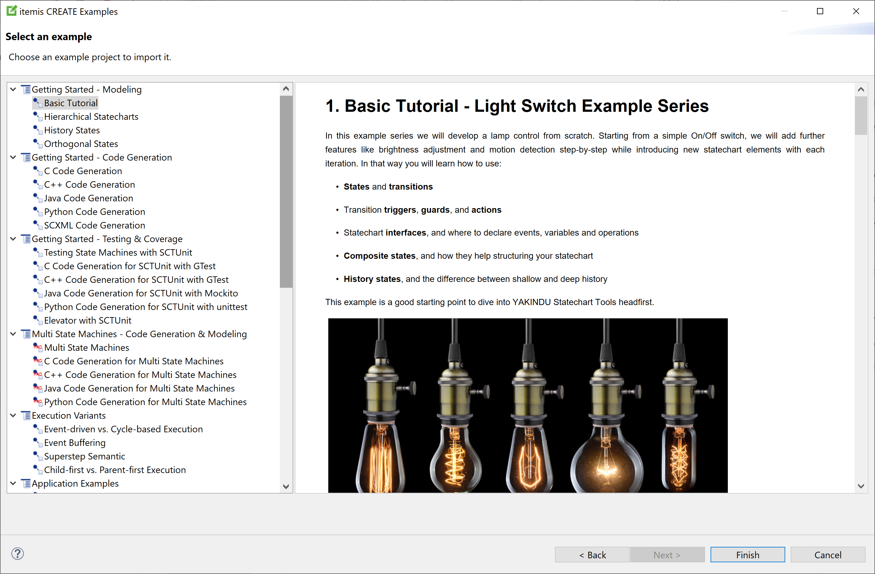 New examples and new example structure