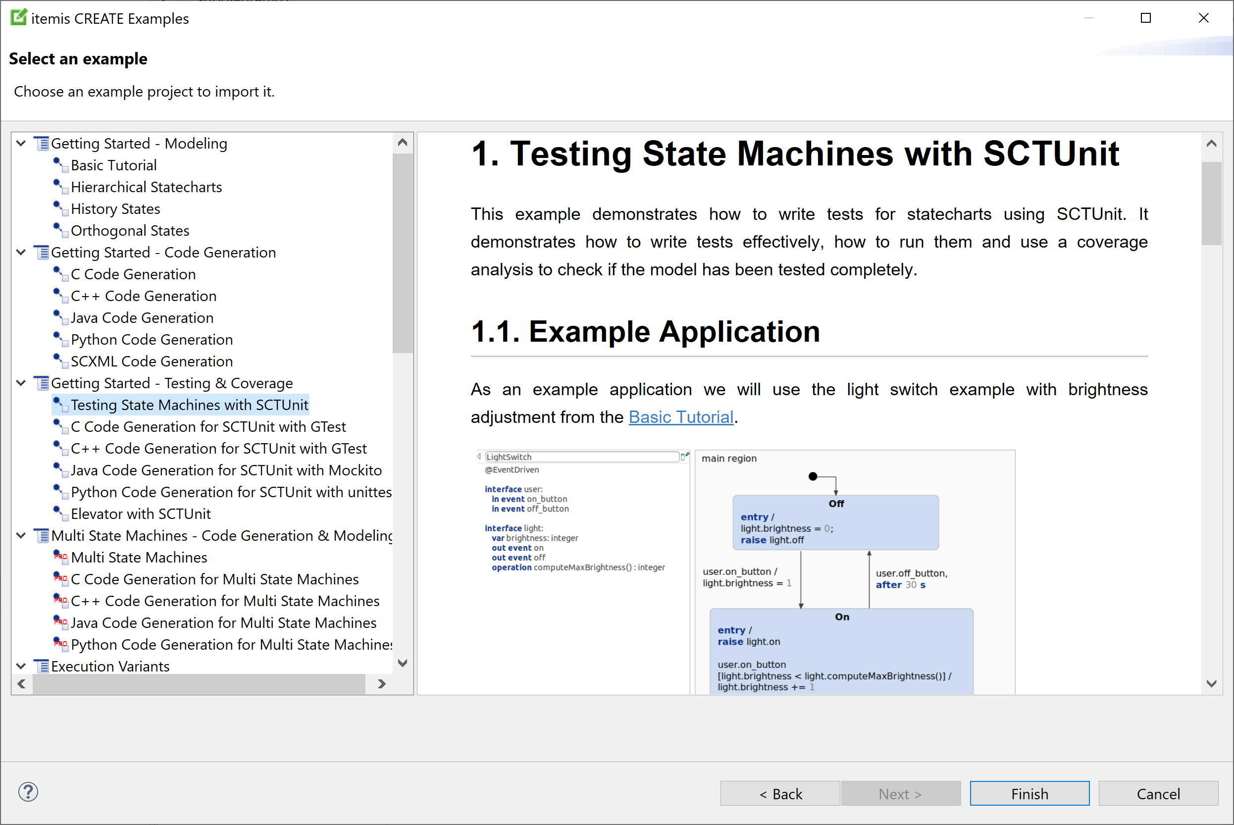 New examples and new example structure