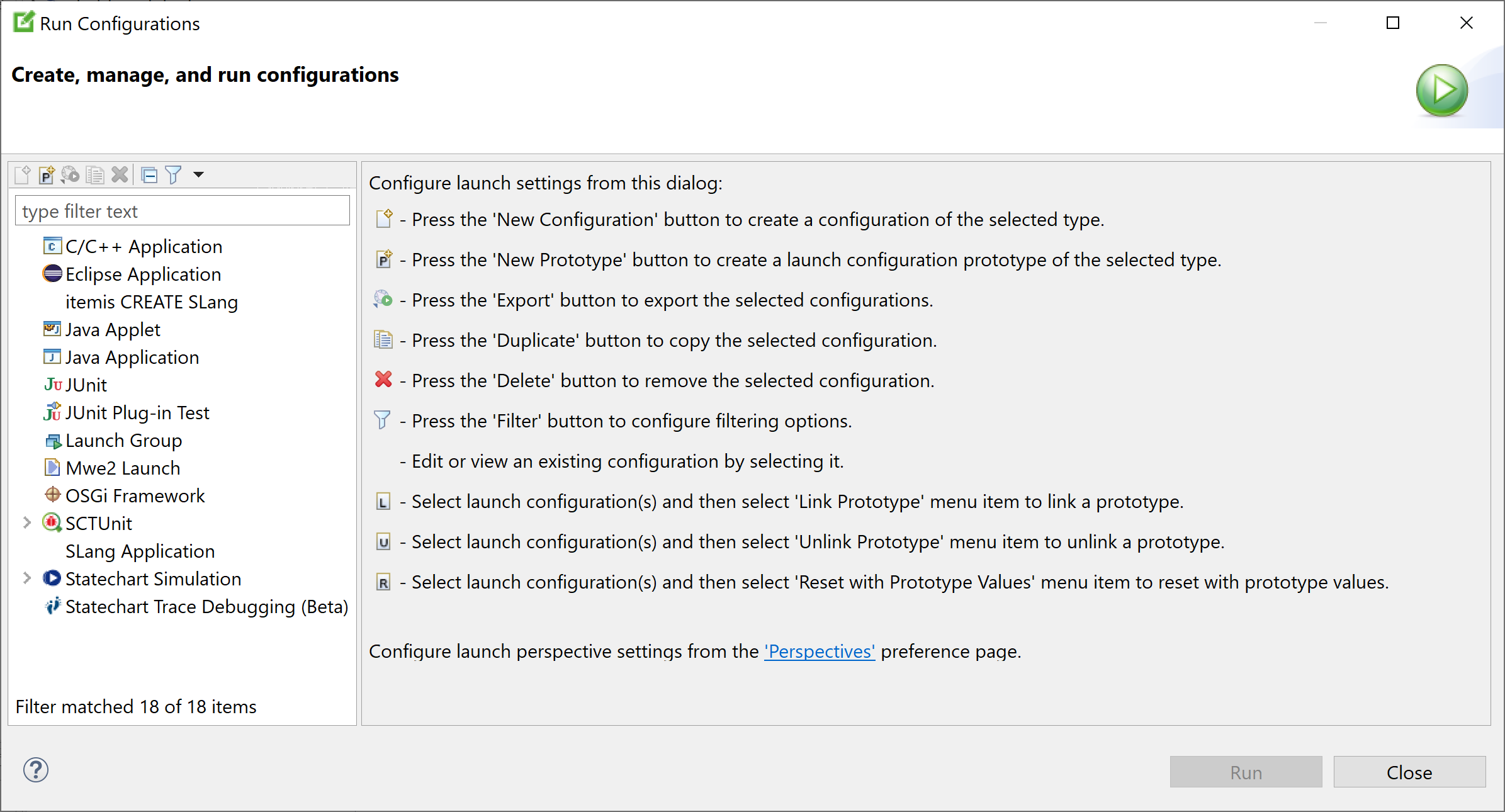 The "Run Configurations" dialog