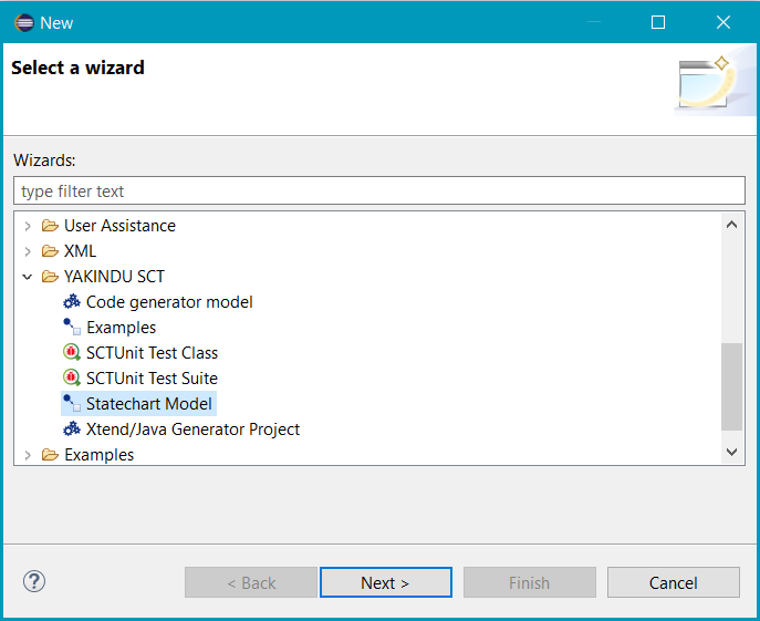 Selecting "itemis CREATE → Statechart model"