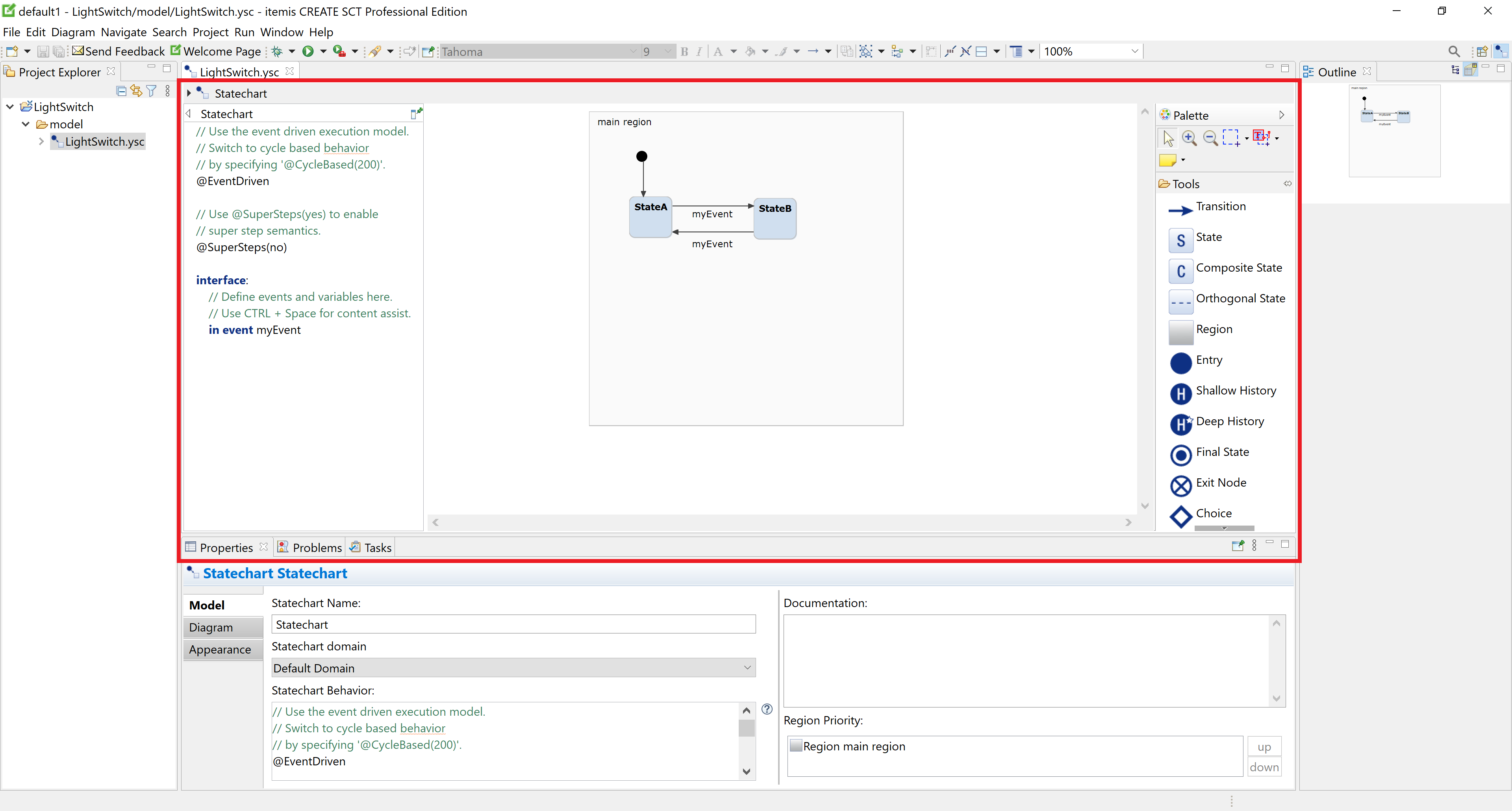 The statechart editor