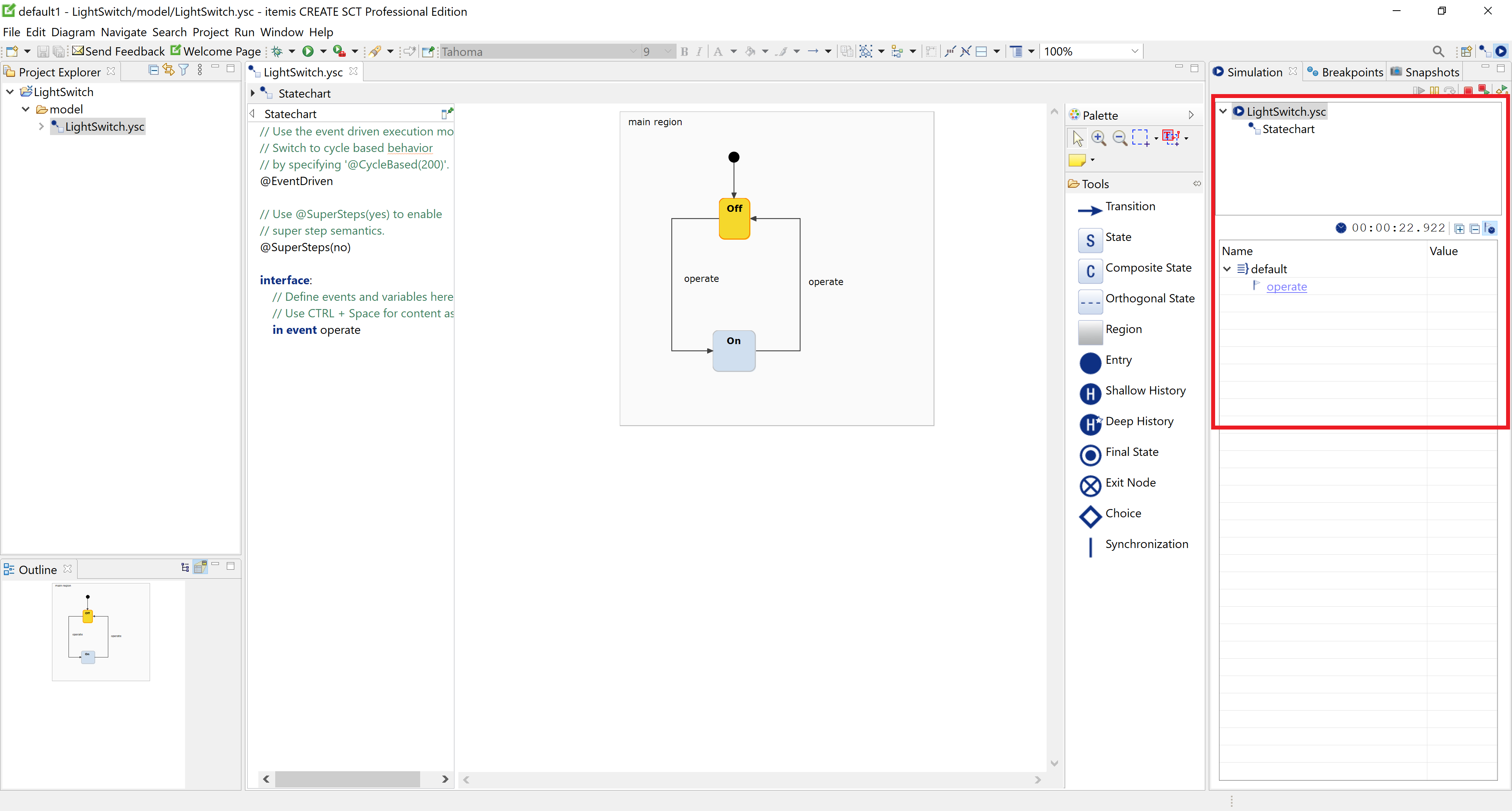 Displaying event names in the statechart simulator's "Simulation" view