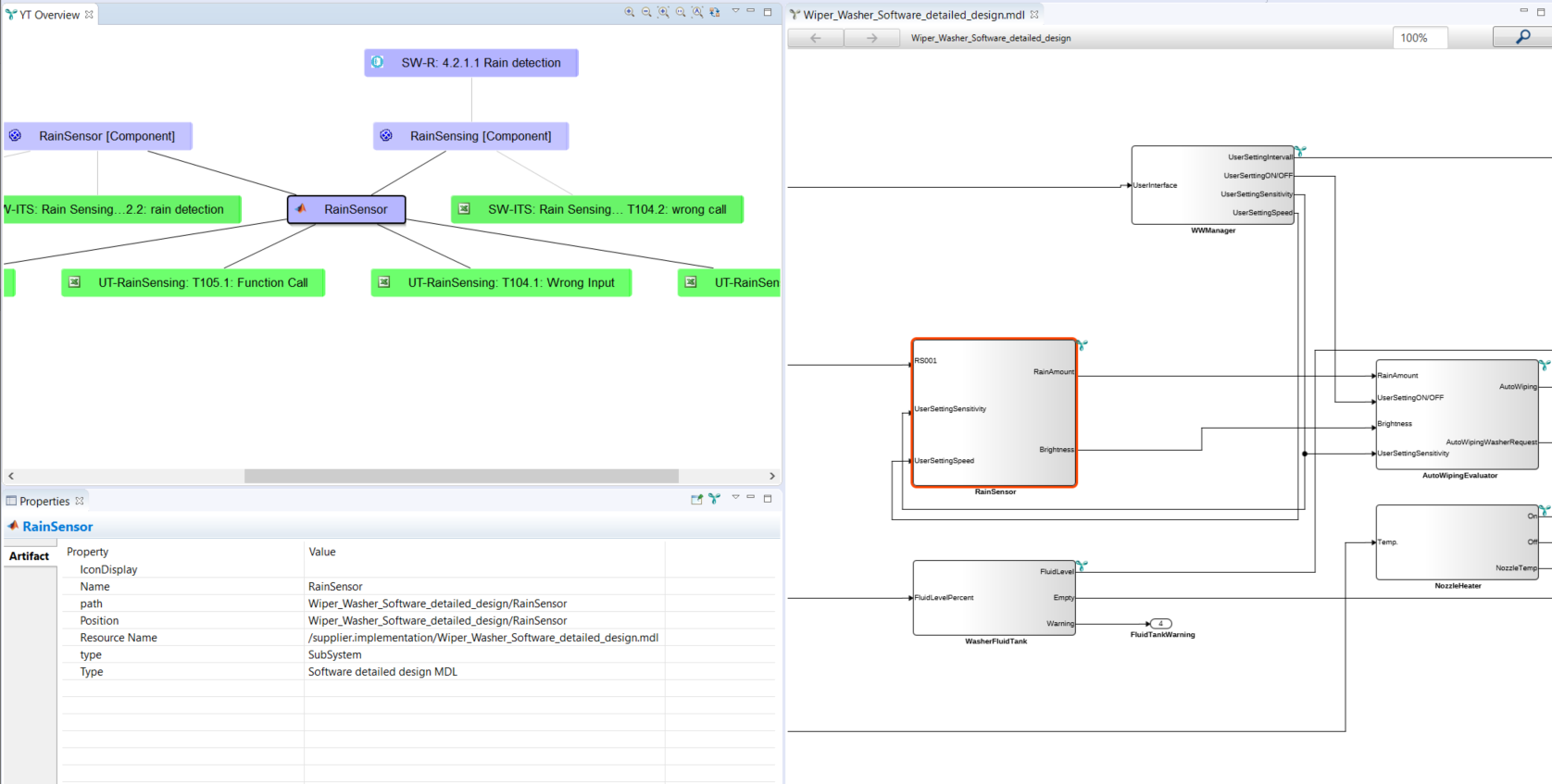 Visualization of a Simulink model with traces in itemis ANALYZE