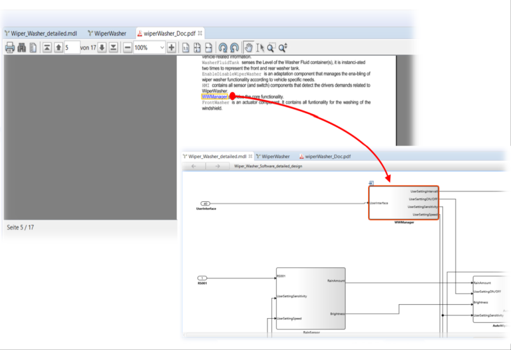 Navigate from the documentation to the model