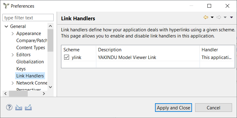 Activate link handling on the preference page