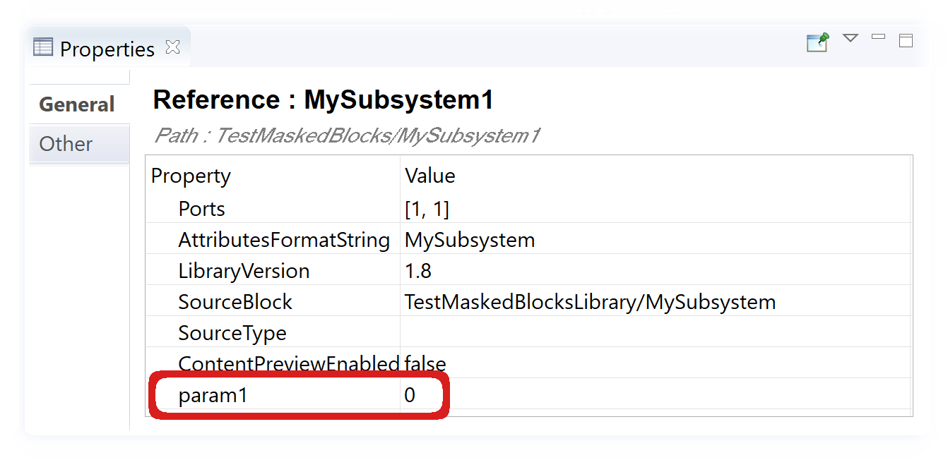 Properties showing exported mask parameter