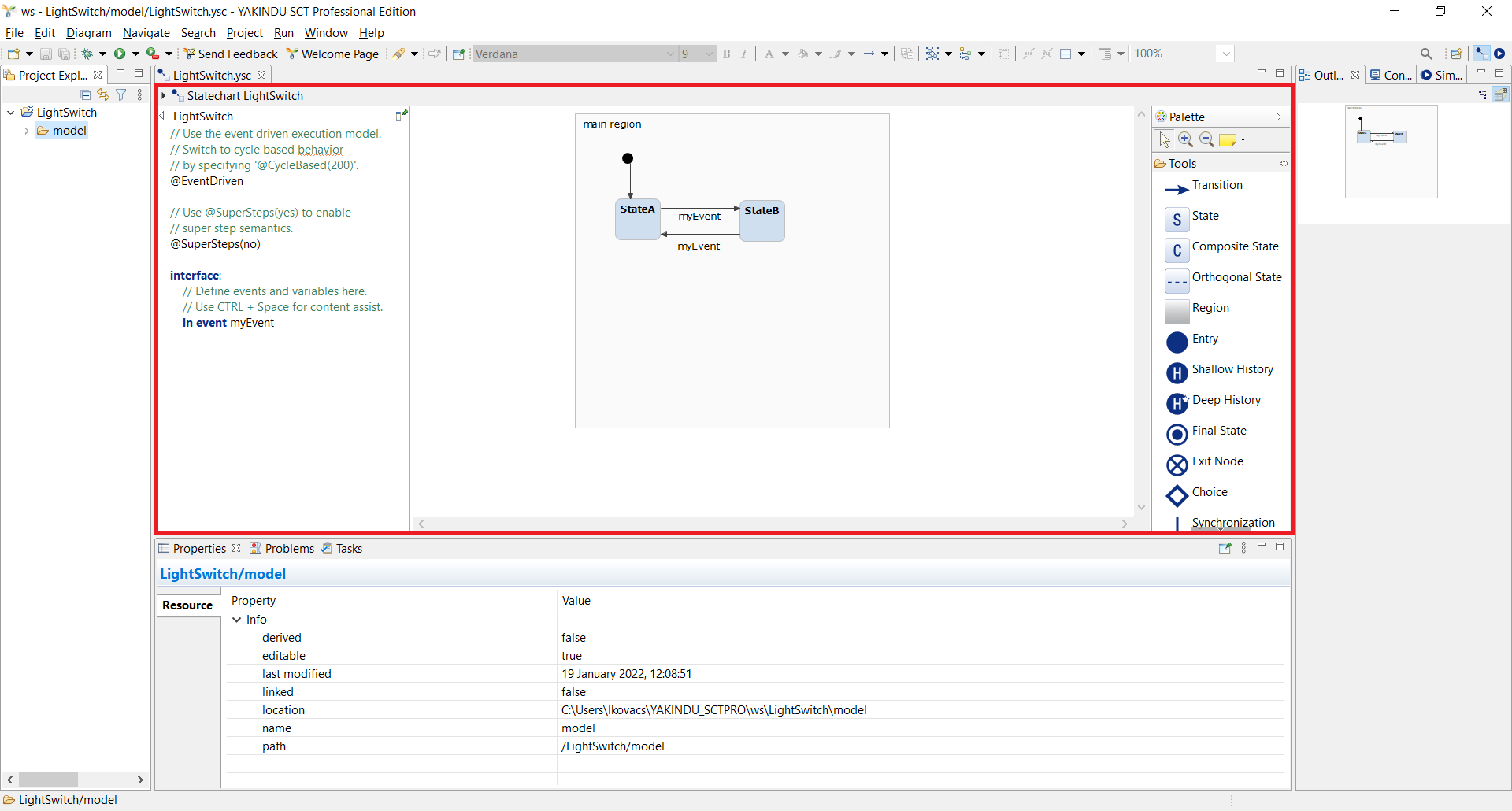 The statechart editor