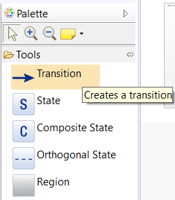 Clicking on the _Transition_ symbol in the palette