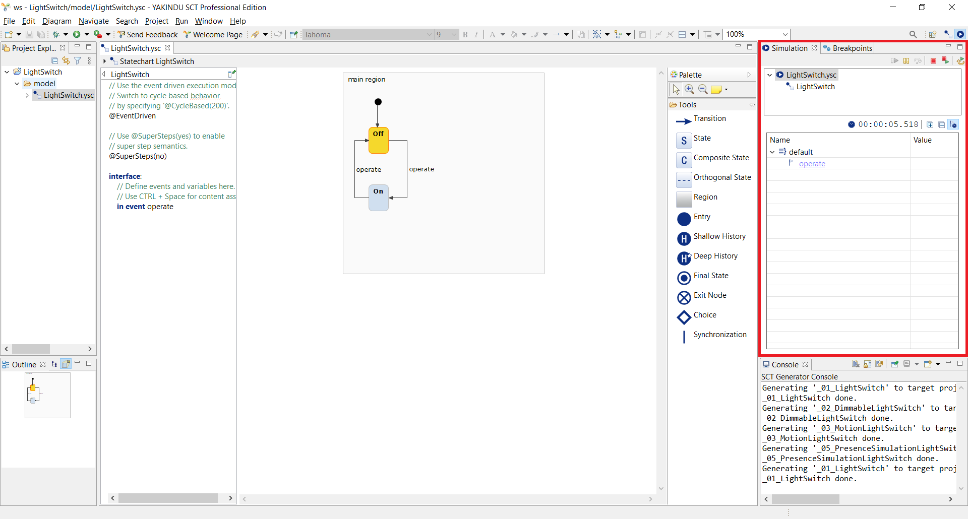 Displaying event names in the statechart simulator's "Simulation" view