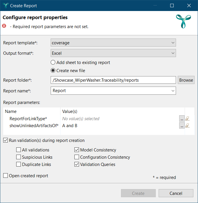 New report wizard