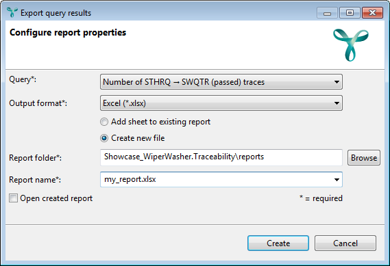 Exporting a query result